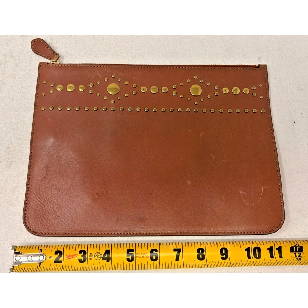 Frye Harness Stud Pouch Rust Leather Zip Clutch Tablet Sleeve DB489 NWT